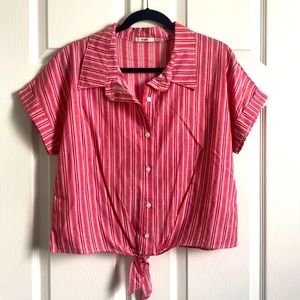 Mi Ami Red and White Striped Women’s Medium Shirt